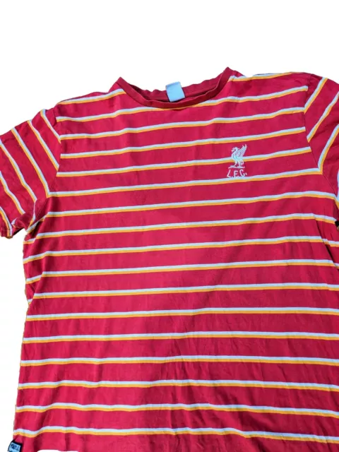 Liverpool FC Football Club Mens XL striped monogram Cotton t-shirt top casual