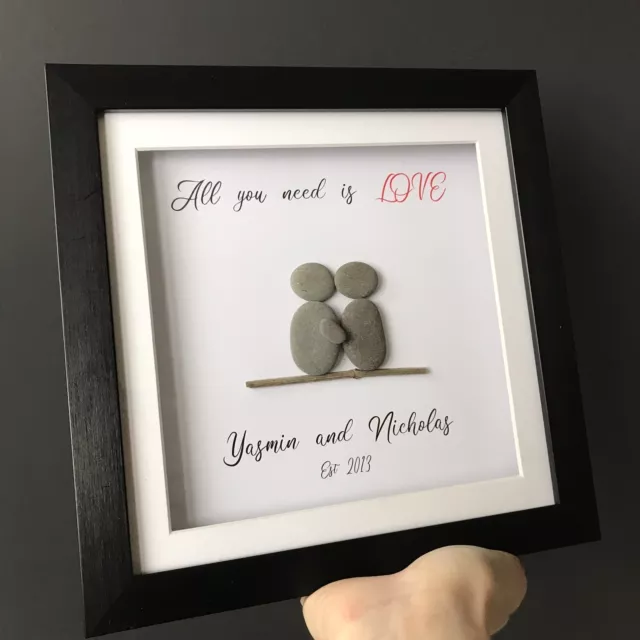 Personalised The One I Love pebble frame, Couple gift frame,Valentine’s gift him