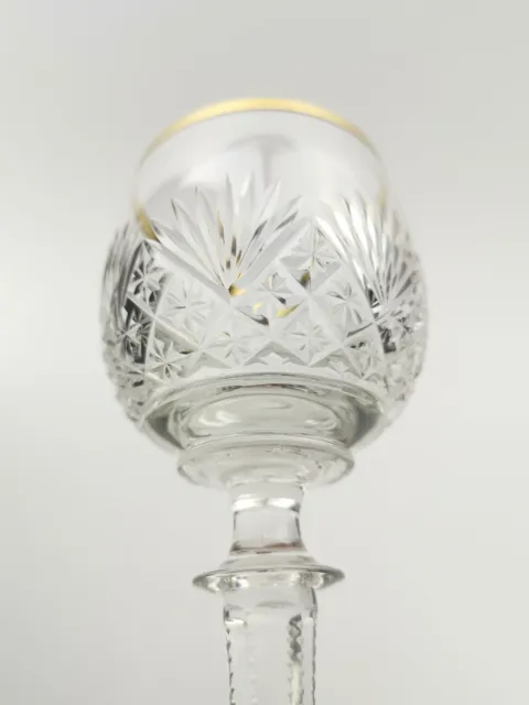 Schöner Bleikristall Weinrömer aus der Glashütte Theresienthal mit Goldrand 2