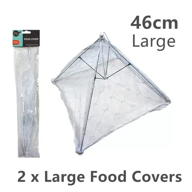 2x Large Collapsible Food Cover Reusable Pop Up Mesh Net Lid Fly Wasp Kitchen