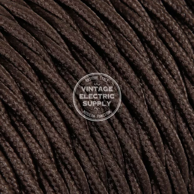 50ft Brown Twisted Cloth Covered Electrical Wire - Braided Rayon Fabric Wire