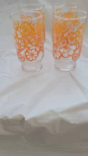 Set Of 4 Vtg MCM Libbey 6 Oz Orange Juice Glasses