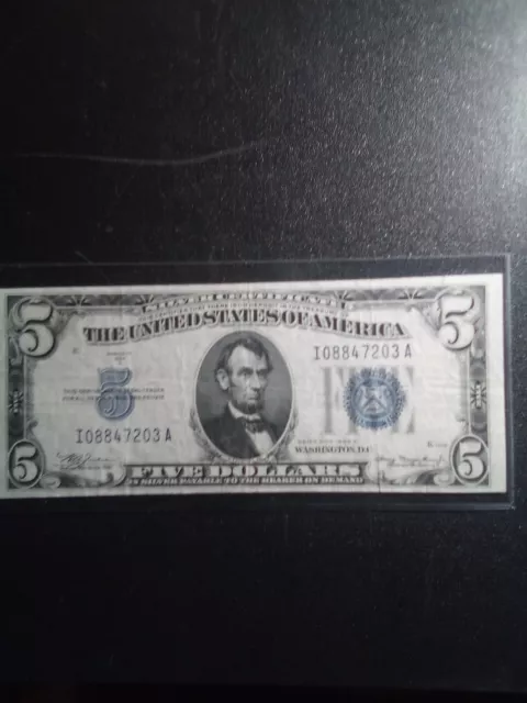 1934 A $5 Silver Certificate/Rare On Eagle And Butterfly Shown!!!!