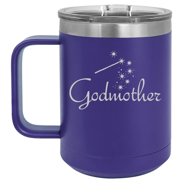 15oz Tumbler Coffee Mug Handle & Lid Travel Cup Vacuum Insulated Godmother
