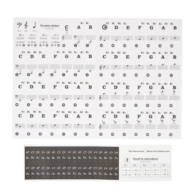 61 Keys Transparent Piano Key Note Stickers