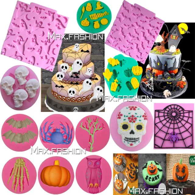 Silicone Halloween Fondant Mold Cake Topper Chocolate Baking Sugarcraft Mould