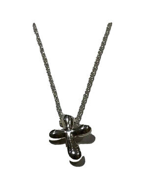 Tiffany & Co Spain 925 Sterling Silver Small Cross Designer Pendant Necklace 16"