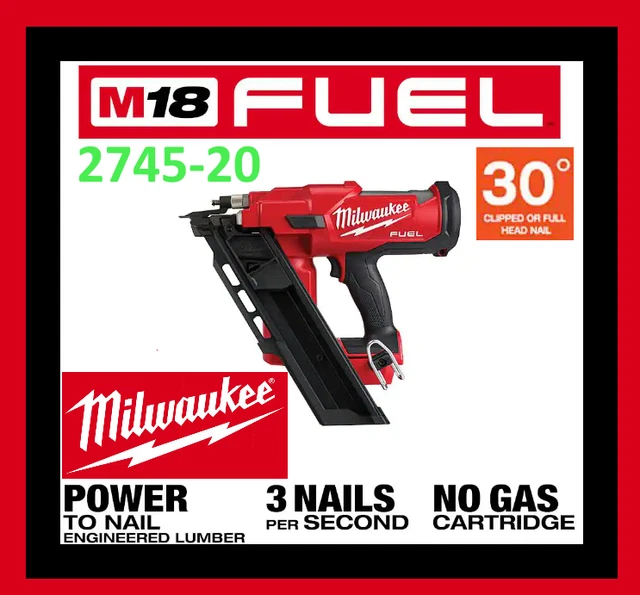 NEW Milwaukee M18 FUEL 30-Degree Cordless Framing Nailer 2745-20 Tool Only