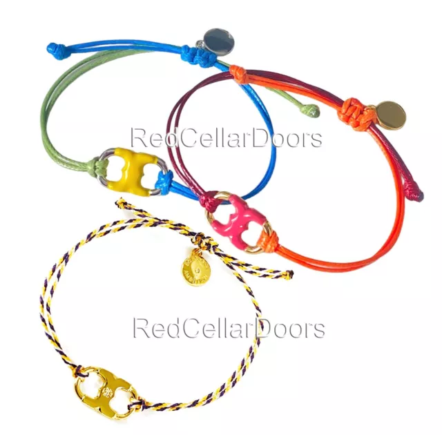 AUTH NEW Tory Burch Embrace Ambition Silk Bracelet Gemini Charm Multi Colors
