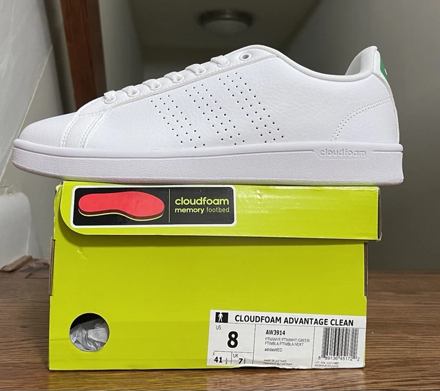 ADIDAS MEN S CLOUDFOAM Advantage Clean CF CL Sneaker AW3914 White Green Size 9.5 28.00 PicClick