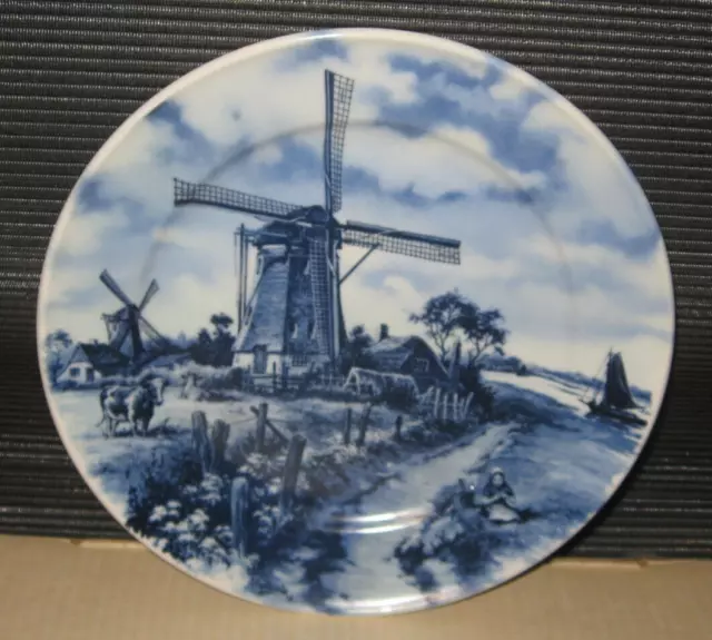 Ter Steege Bv Delft Blauw Hand Decorated In Holland Plate 9.5" WIND MILL