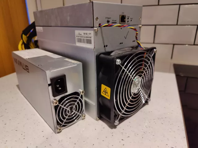 Used Bitcoin BTC Bitmain Antminer S9 SE 17T Miner ASIC with Power Supply PSU