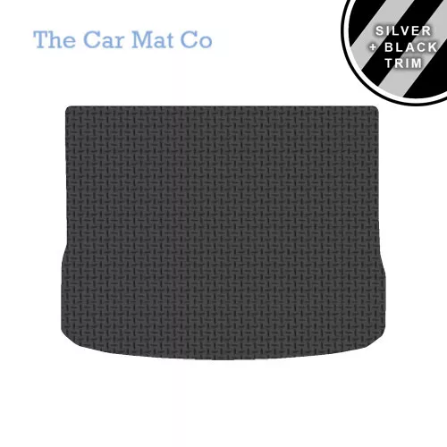 Boot Mat for VW Tiguan 2007 to 2016 Tailored Black Rubber Silver Stripe Trim