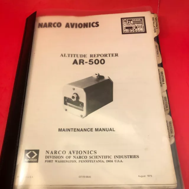 1975 Narco AR-500 Altitude Reporter Maintenance Manual 03725-0600
