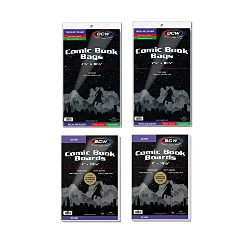 Resealable Thick Silver Age Comic Bags and Backing Boards - 200 ct