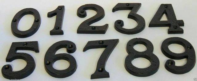 House Door Number 3" Heavy Black Cast Iron Antique Metal Wrought Gate 0123456789