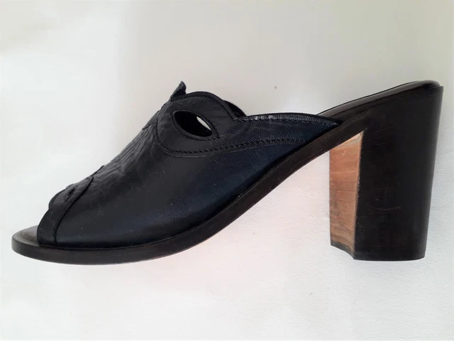CHAUSSURES pour Femmes noires en cuir "Roberto Dirienzo" Vintage 70's 1970 2