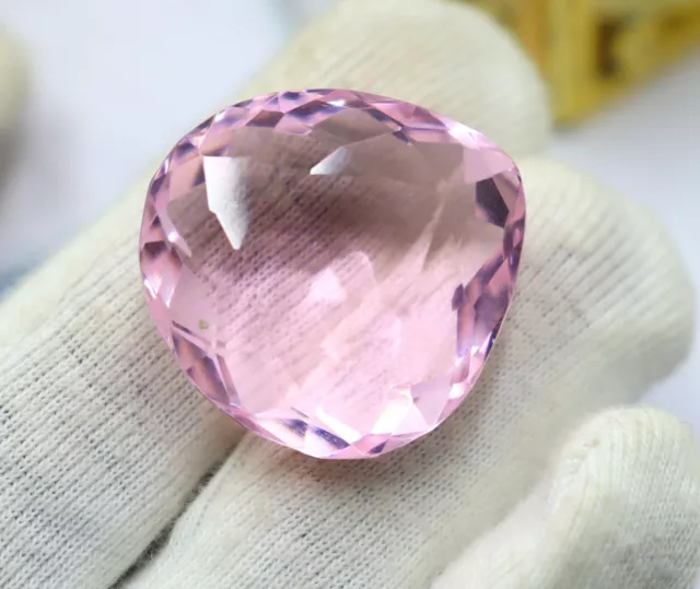 Natural Pink Rose Quartz Tear Cut 70.35 Ct Loose Certified Gemstone Special Xmas 3