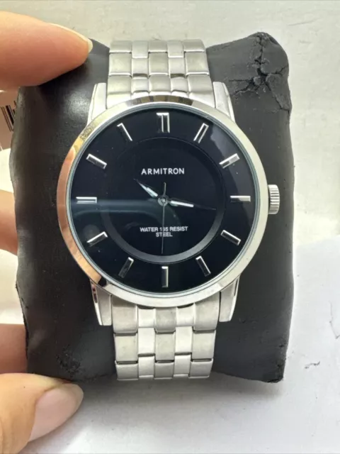 Armitron Men's Watch 20/4962SV BLACK Dial Quartz 42mm Stainless Steel-H21