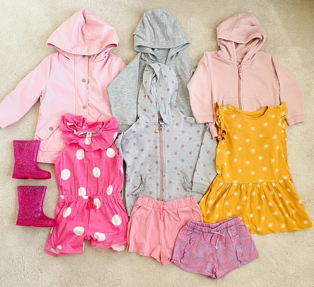 Pacchetto Di Abbigliamento Estivo Ragazze Impermeabile Wellies Abiti & Giacca 3-4 anni