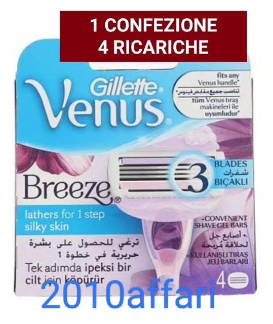 Gillette Venus Breeze 3 Lames pour Femmes - 4 Recharges De