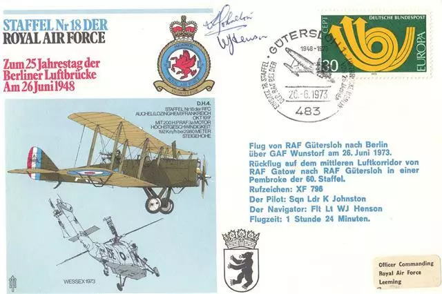 RAF (SP) 1 cover - Signed by Sqd Ldr K Johnston & Flt Lt W J Henson