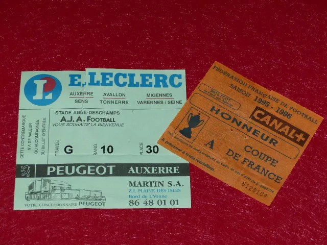 [COLLECTION SPORT FOOTBALL] TICKET AUXERRE / PSG  23 FEVR 1996 Coupe France 1/8