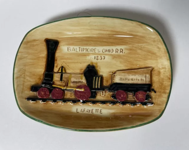 Vintage Pennsbury Pottery Baltimore & Ohio RR Lafayette Train Dish Wall Display