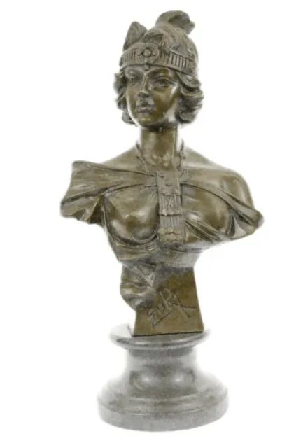 Véritable 100% Bronze Sculpture Zora Par Emmanuel Villanis Fonte Marbre Base