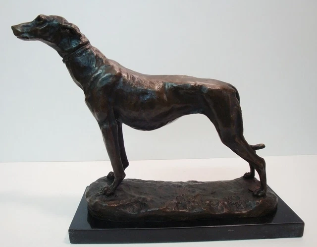 Chien Sculpture Statue Animal Lever Hunting Art Deco Style Art Nouveau