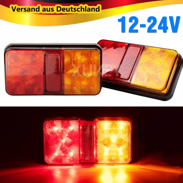 2stk LED 12V Rücklicht Rückleuchten PKW Anhänger Leuchte Blinklicht 4 Funktionen