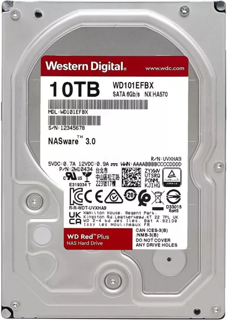 Western Digital WD Red 10TB 3.5" SATA Internal NAS Hard Drive 7200RPM 256MB 6GBs