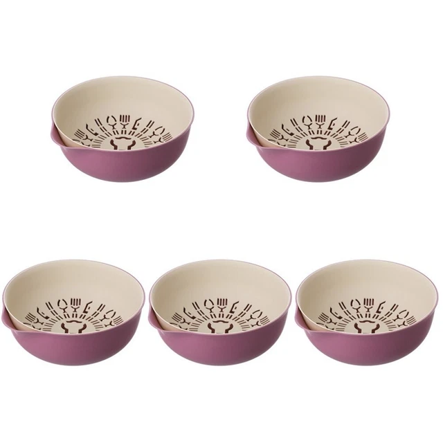 Juego de 5 tamiz de cocina 2 en 1 tamiz de colador de cocina colador de plástico con soporte de almacenamiento
