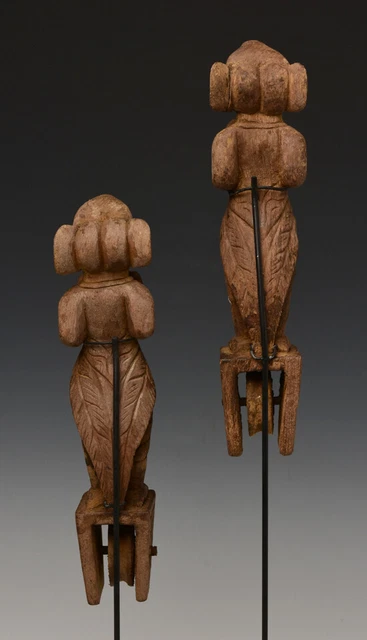 Early 20th Century, A Pair of Burmese Wooden Textile Tools in The Form of Ganesh 10