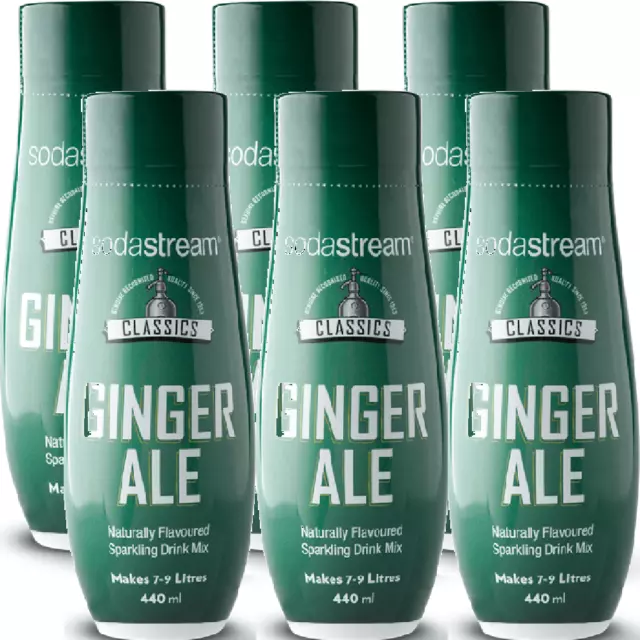 NEW 6x SodaStream Ginger Ale Syrup Soda Mix 440mL Sparkling Soft Drink BULK