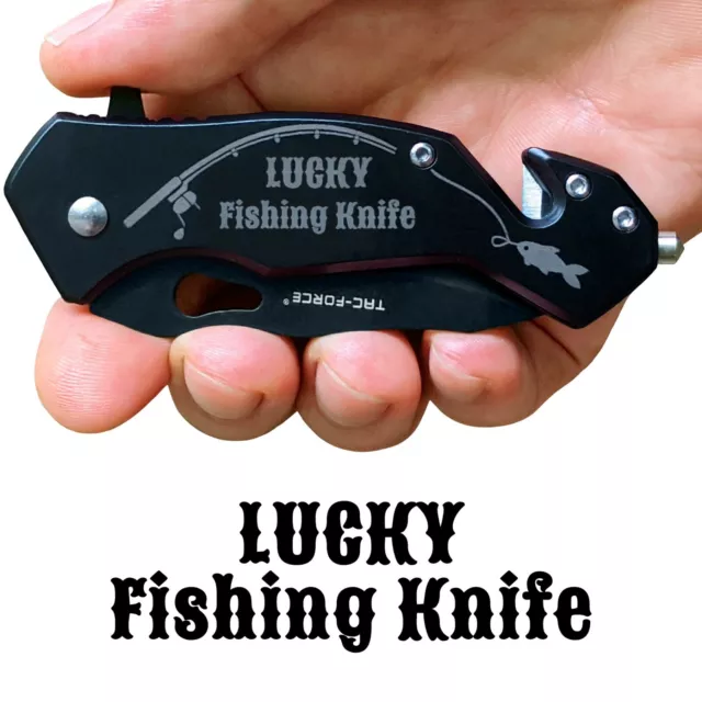 Retirement Gifts for Men who love Fishing, Engraved Pocket Knife for a  Fisherman