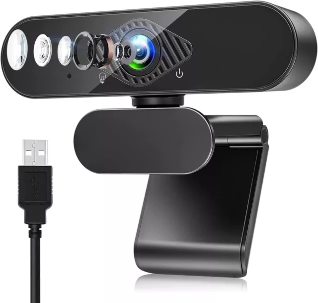 Webcam USB Full HD 1080p per Pc Fisso Portatile con Microfono per Zoom Riunioni