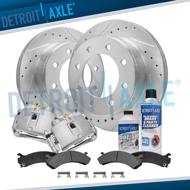 FRONT DRILLED ROTORS Calipers Brake Pads for Silverado Sierra Express