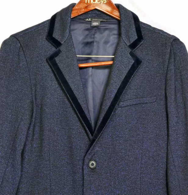 Armani Exchange A/X Tux Jacket Blazer, Midnight Blue Velvet Metallic Lurex Men S 2