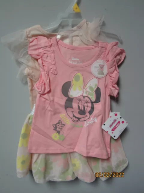 Disney's Junior Minnie Toddler Girls 3-Piece Pink Shirts & Skirt Set Size 3T