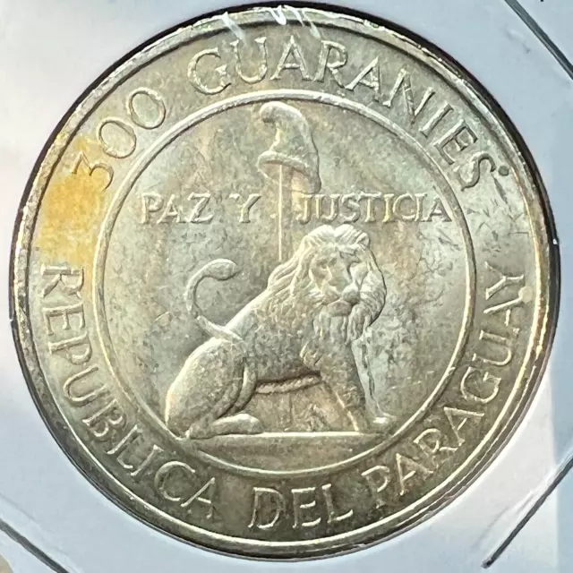 1973 Paraguay Silver 300 Guaranies  Brilliant Uncirculated Crown