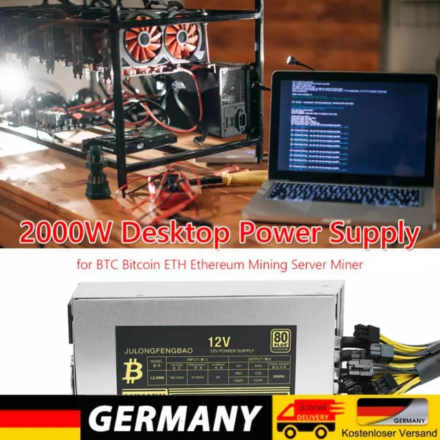 2000W Desktop Power Supply High Efficiency for BTC Bitcoin ETH Ethereum Mining