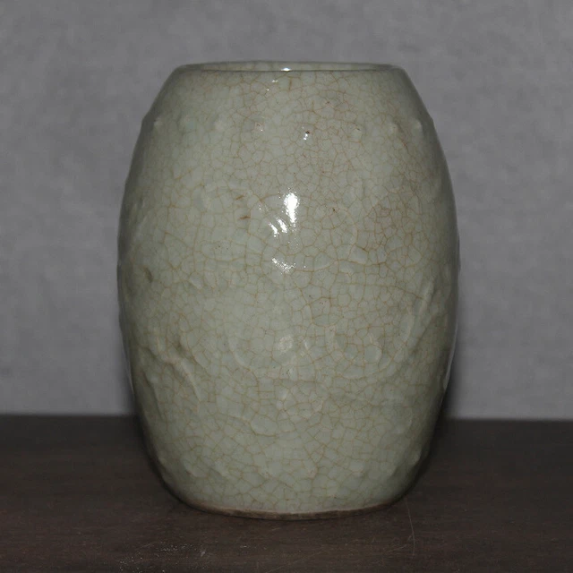 5.1" Collect China Folk Kiln Porcelain White Glaze Dragon Grain Brush Pot