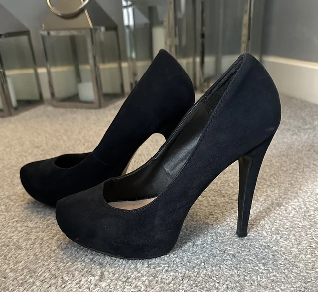 DOROTHY PERKINS BLACK Suede High Heel Court Shoe UK Size 4 £15.00