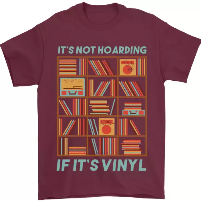 T-shirt da uomo giradischi Its Not Hoarding Funny Vinyl Records 100% cotone