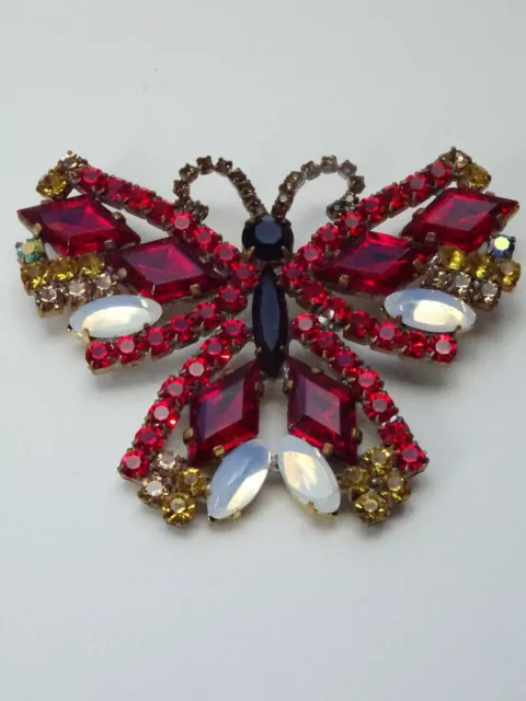 Alte Strass Brosche Schmetterling Butterfly Insekt Brooch Gablonz Böhmen Nr.343