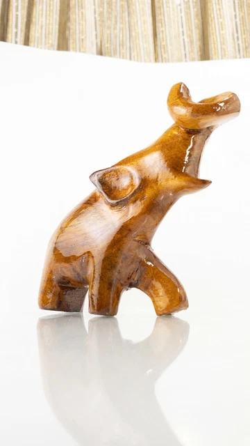 Handmade Wooden Carved Elephant Traditional Statue Craft Ornament Decor New