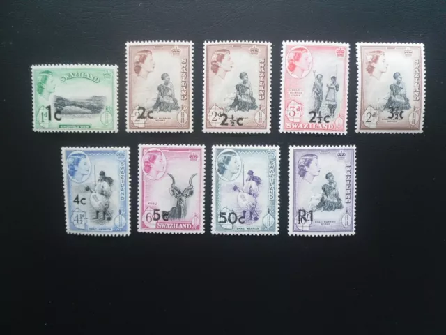 SWAZILAND 1961 surcharged part set MNH