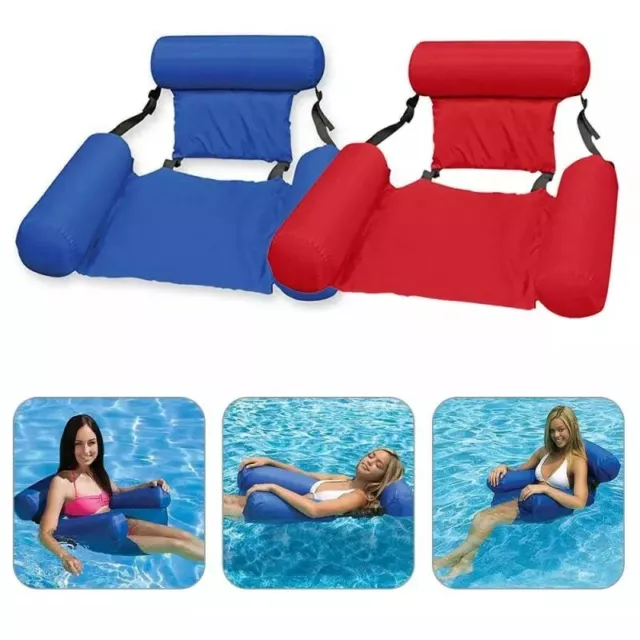 Hamac Gonflable pour Piscine Chaise Inclinable et Résistant NEUF Rouge et Bleu