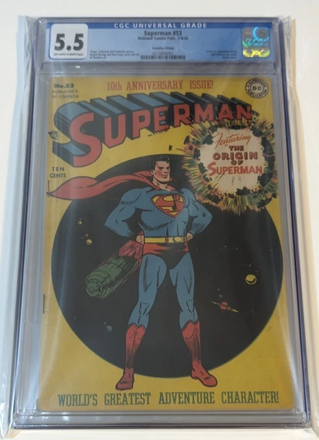 Superman# 53 Cgc 5.5(Origin Of Superman) (Canadian Edition 1948) VHTF 🔥🔥🔥🔥🔥